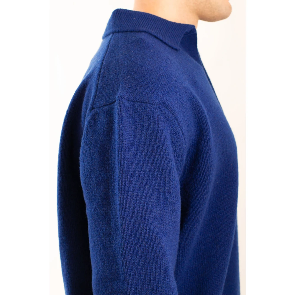 Seven Gauge Polo Lambswool Sweater Blue Heren