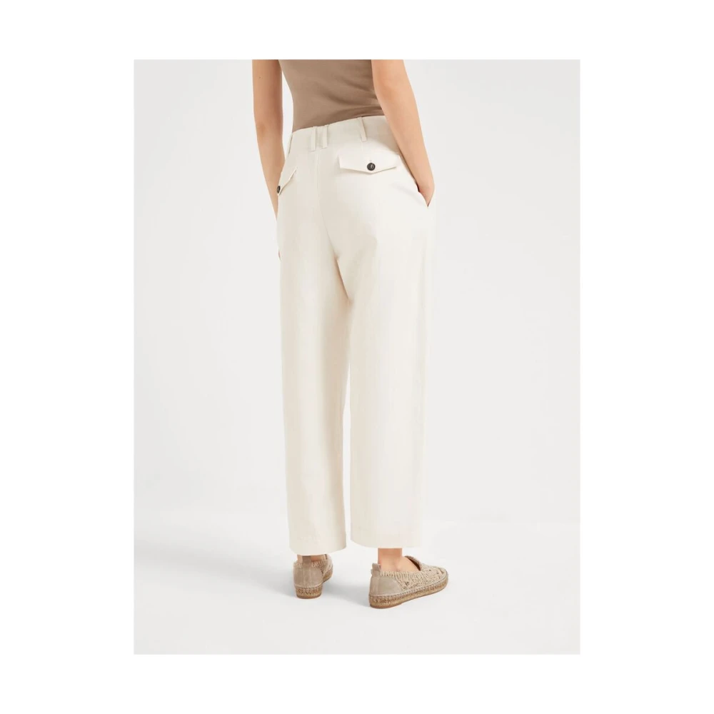 BRUNELLO CUCINELLI Witte Pantalon met Verborgen Rits White Dames
