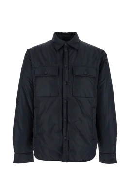 Svart Vadderad Nylon Skjortjacka