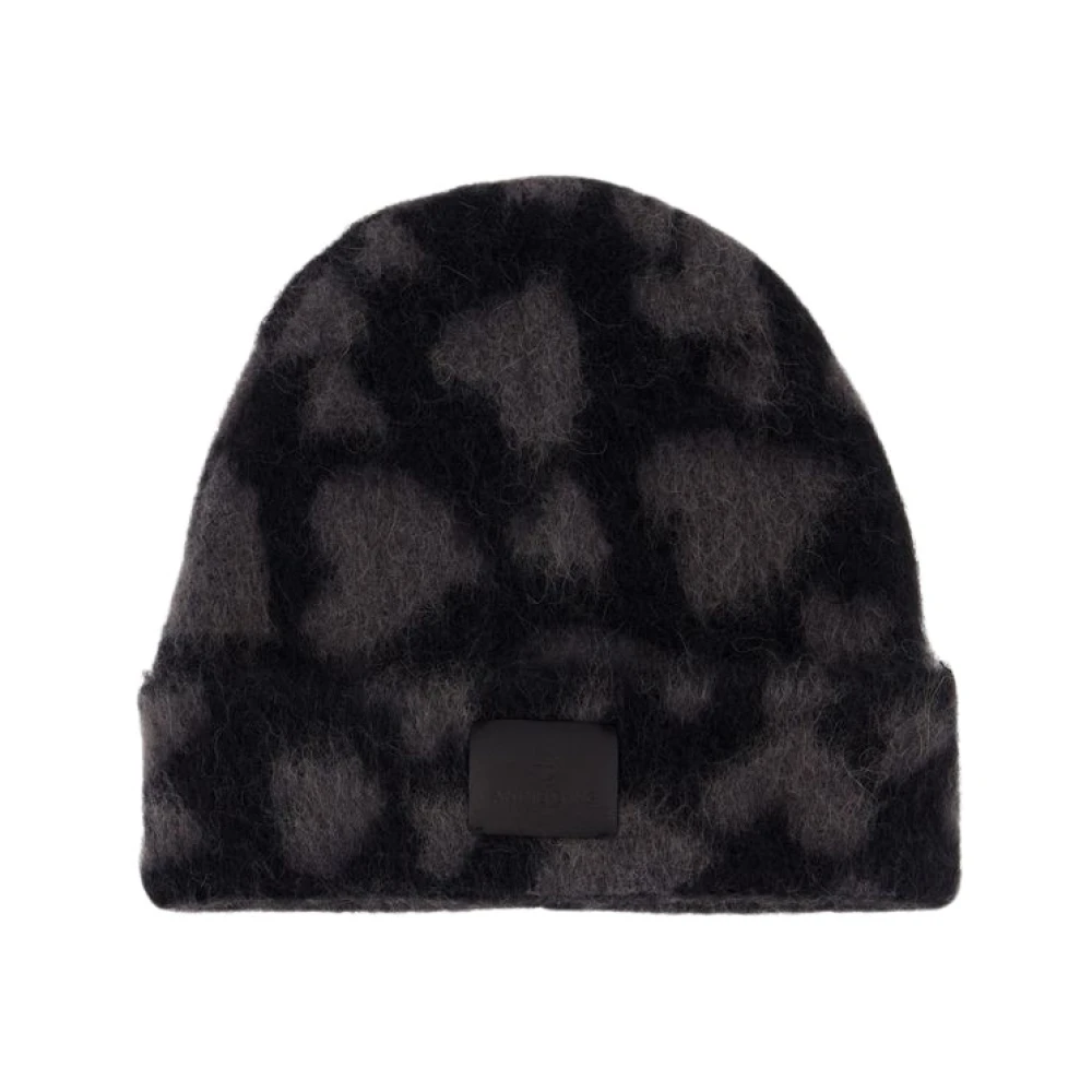 Anine Bing Zwarte wollen muts met alpaca Black Dames