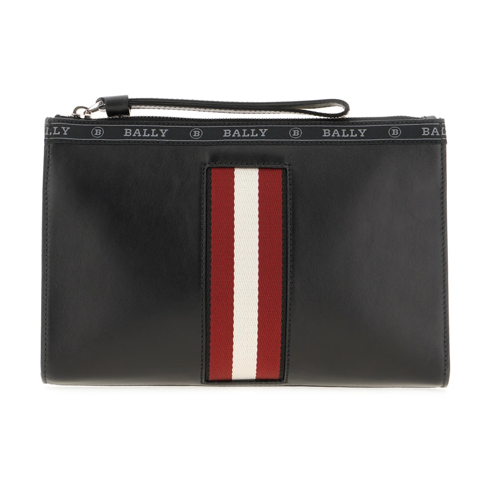 Bally Logo Patch Fodrad Väska med Dragkedja Black, Herr