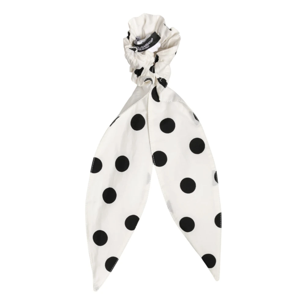 Dolce & Gabbana , Accessories, Female, White, One Size, Polka-Dot Scarf Tie Scrunchie