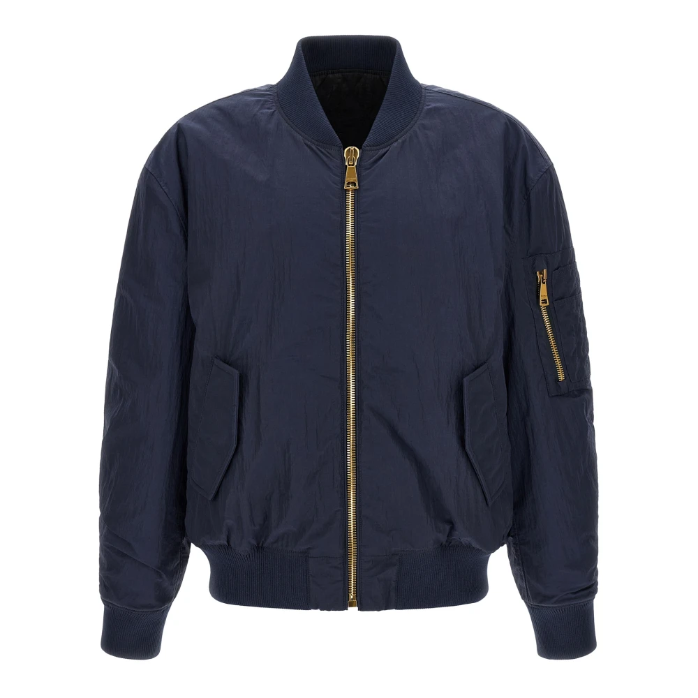 Balmain Nylon Bomber Jacket - Male - Bomber Jackets - Blue - M - Jackets