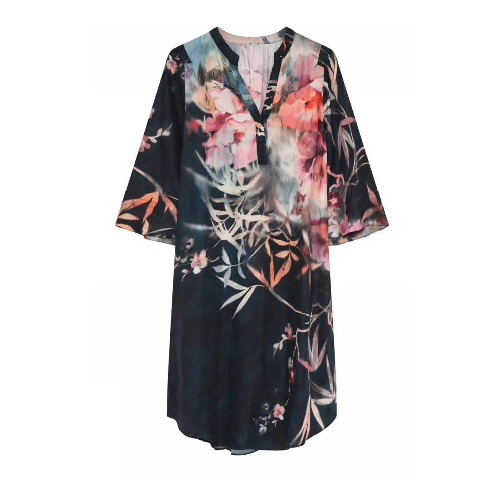 Gustav Navy Rose Knielange Jurk met ¾ Mouwen Multicolor Dames