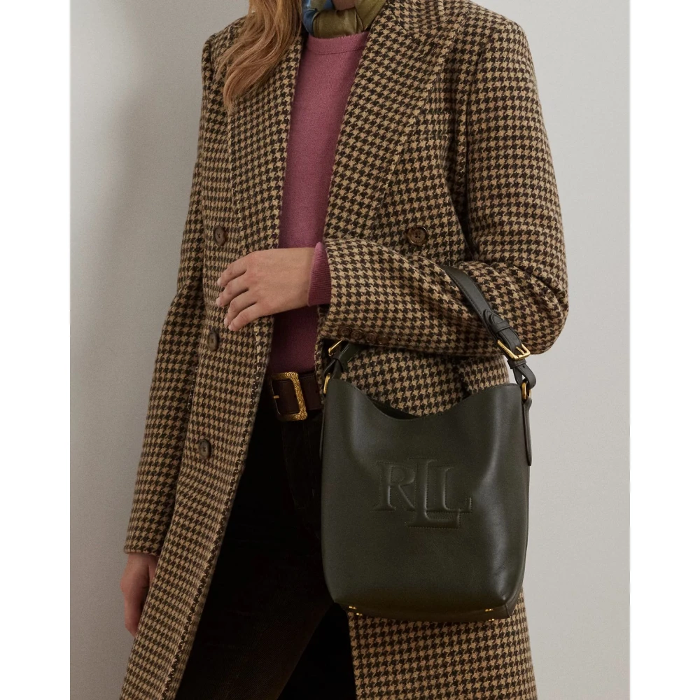 Ralph Lauren Middelgrote Witley leren bucket tas Green Dames