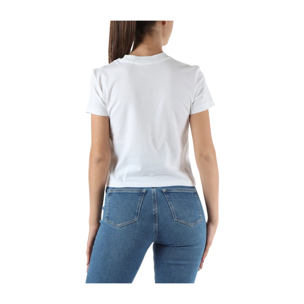 Calvin Klein Jeans Geborduurd Katoenen T-shirt White Dames