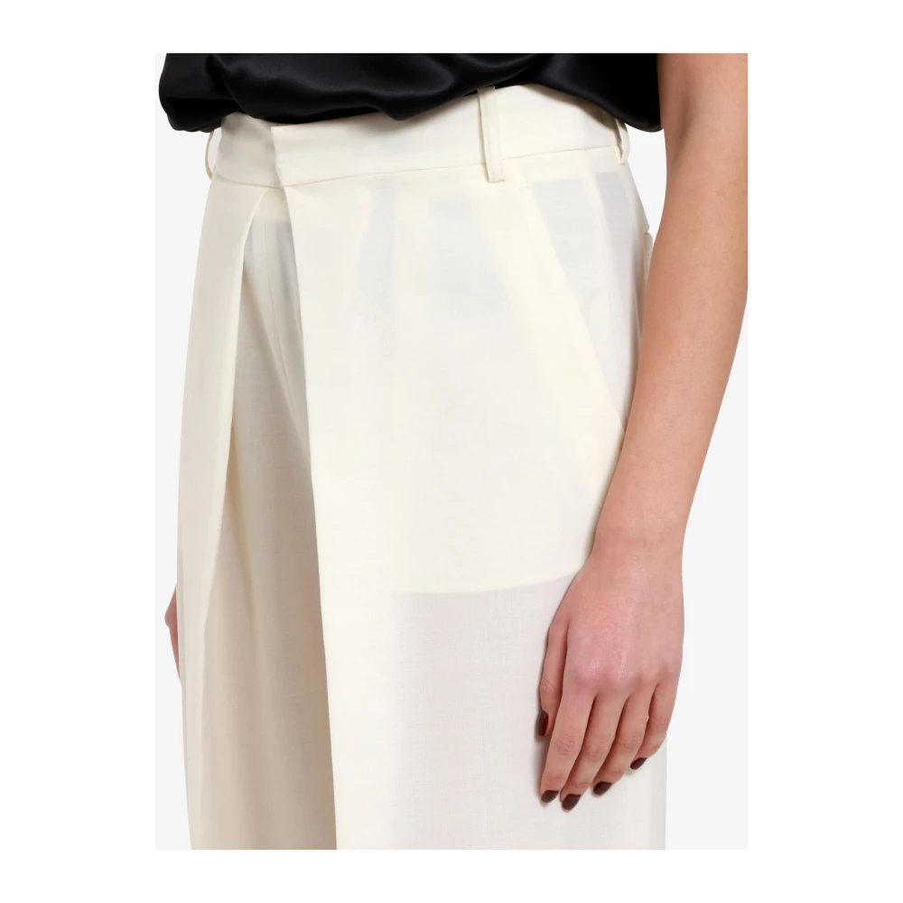 Erika Cavallini Crème Wol Straight Leg Broek Beige Dames