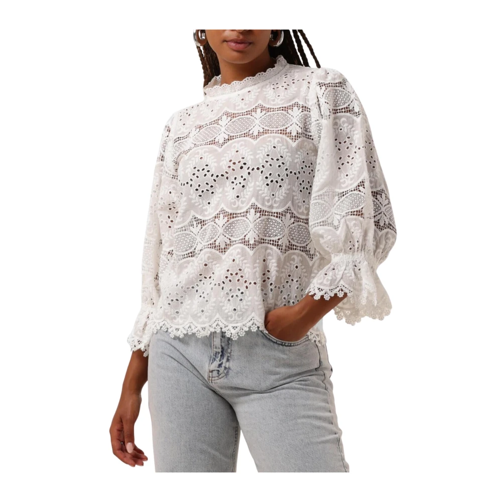 NEO NOIR Elegante Geborduurde Blouse White Dames