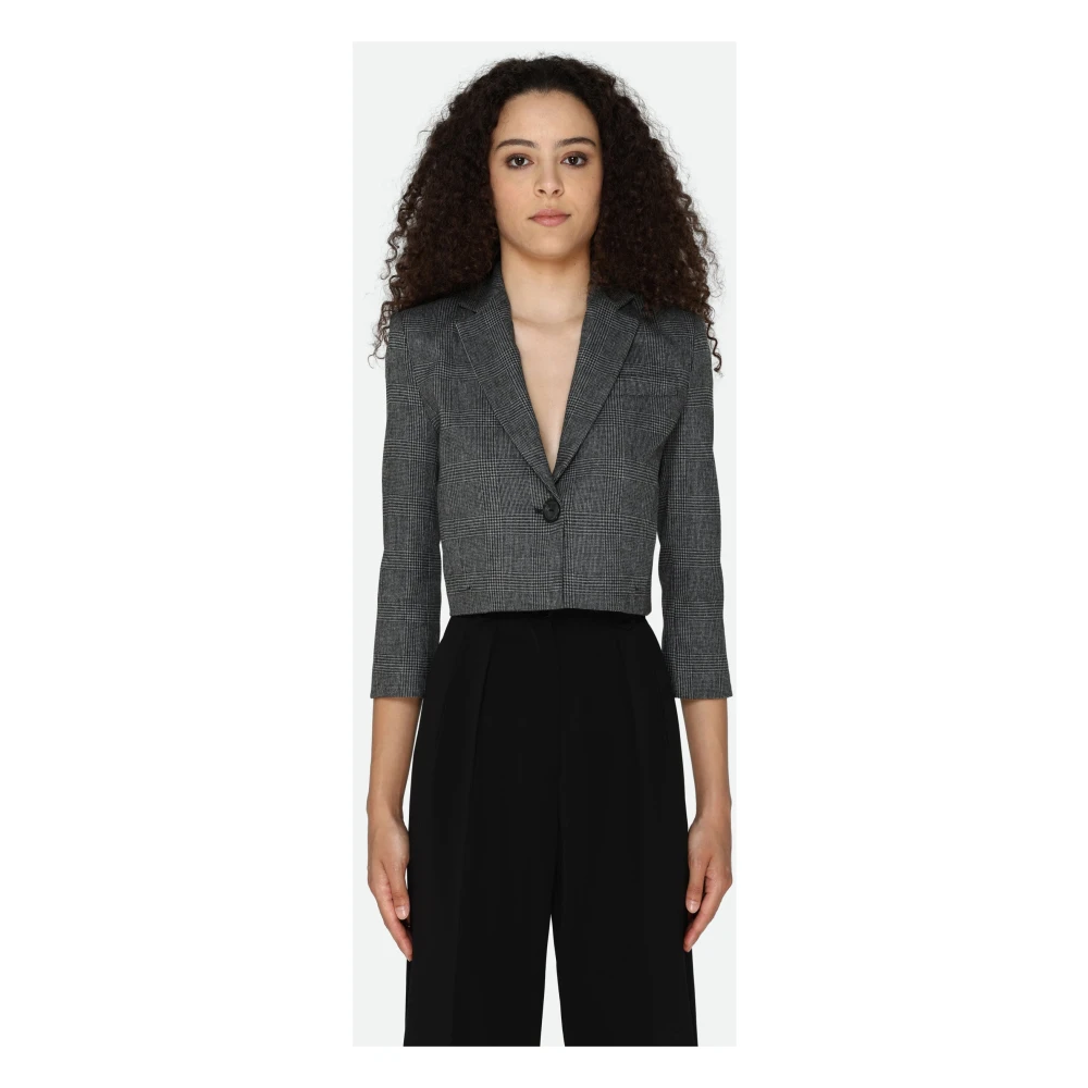 pinko Grijze Wollen Jas Korte Mouwen Gray Dames