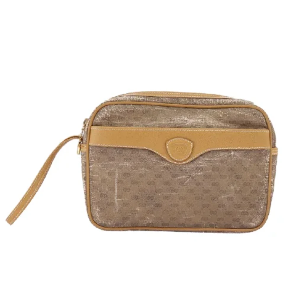 Gucci Vintage Pre-owned Canvas clutches Beige Dames