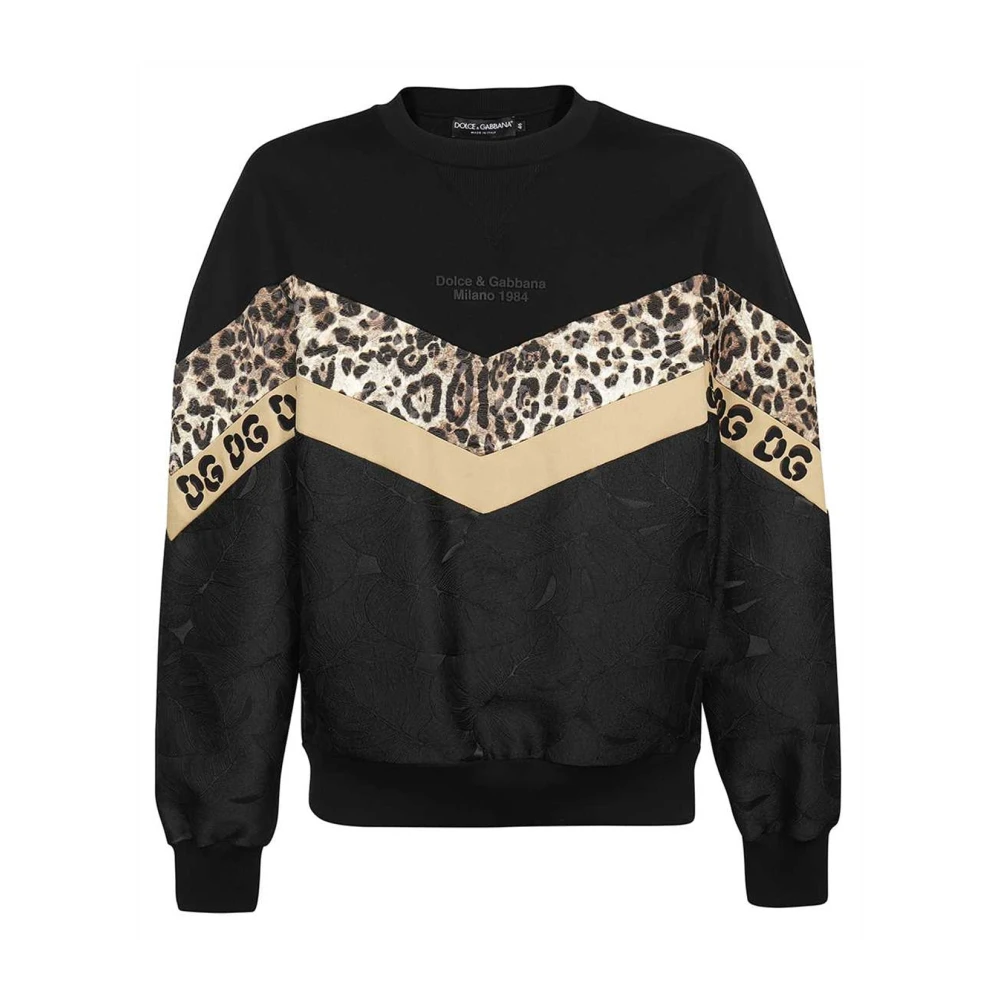 Dolce & Gabbana Bedrukte Sweatshirt met Relief Logo Black Heren