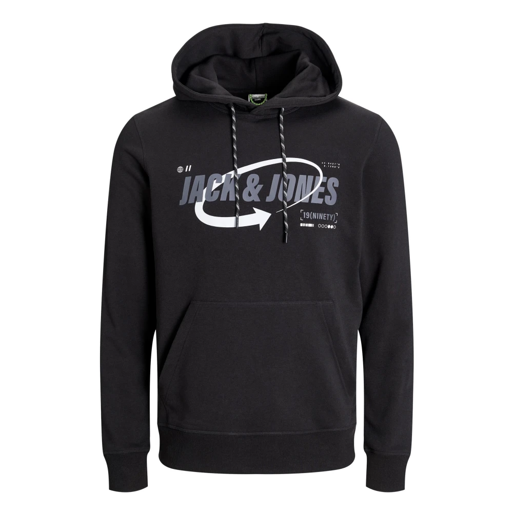 jack & jones Zwarte hoodie sweatshirt met logo print Black Heren