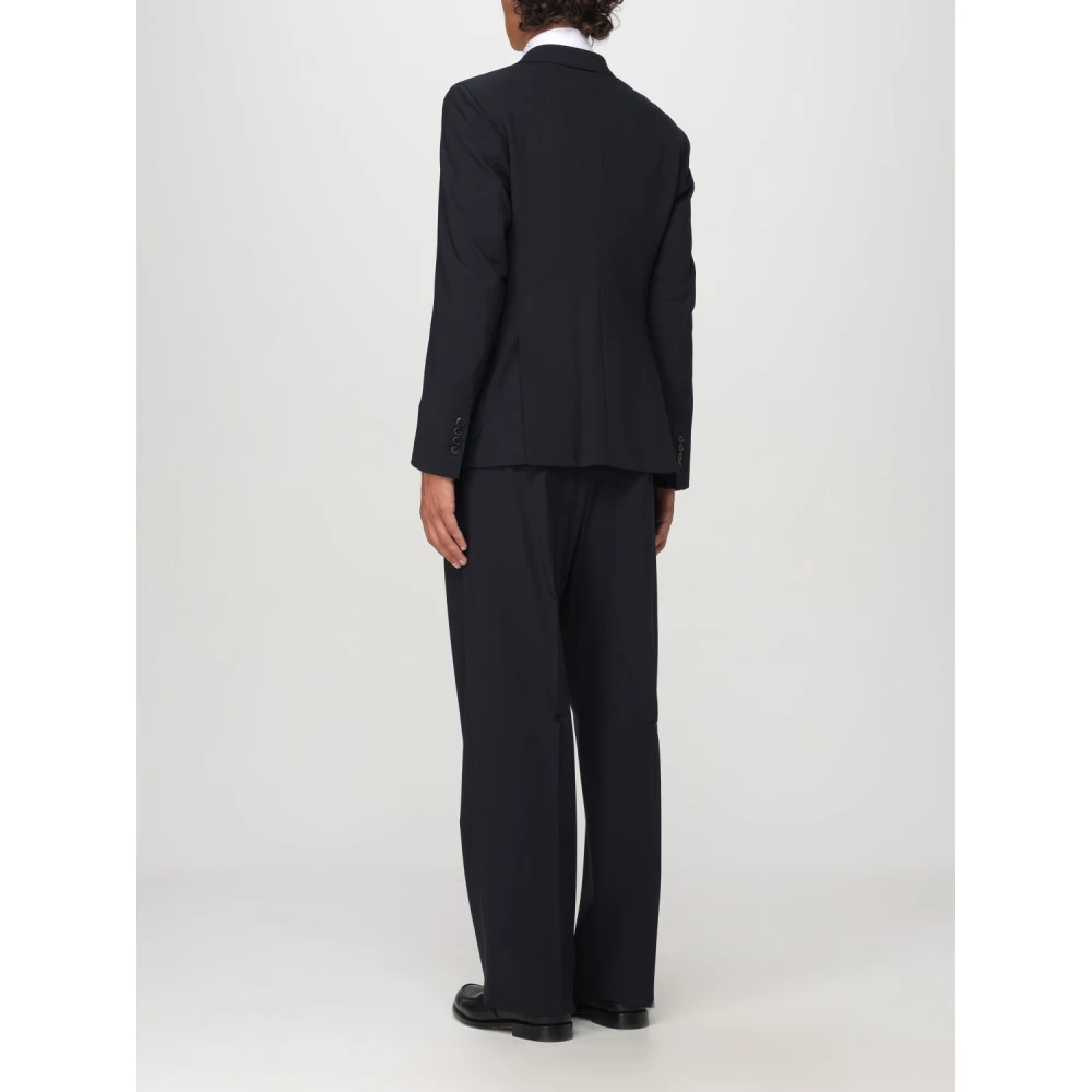 Emporio Armani Blauwe double-breasted wollen stretch jurk Blue Heren