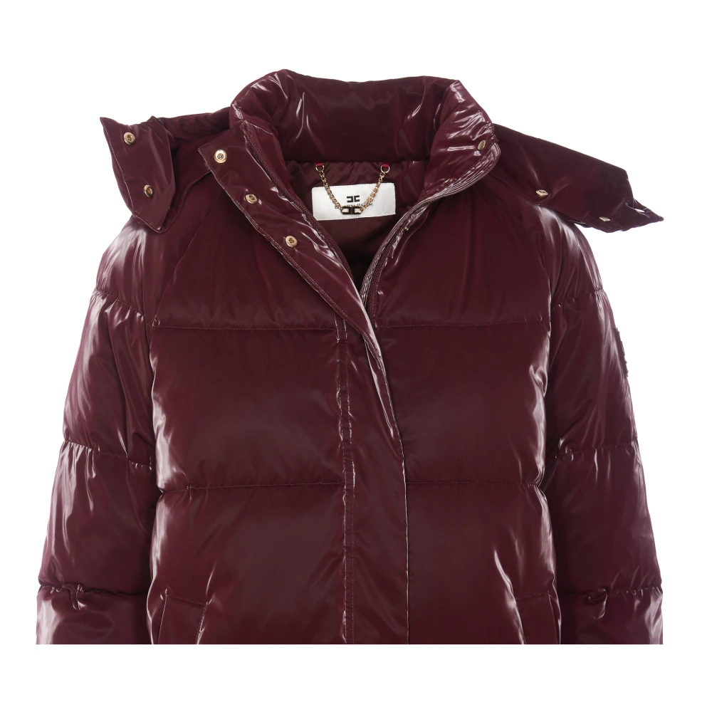 Elisabetta Franchi Bordeaux Gewatteerde Donsjas met Rits Red Dames