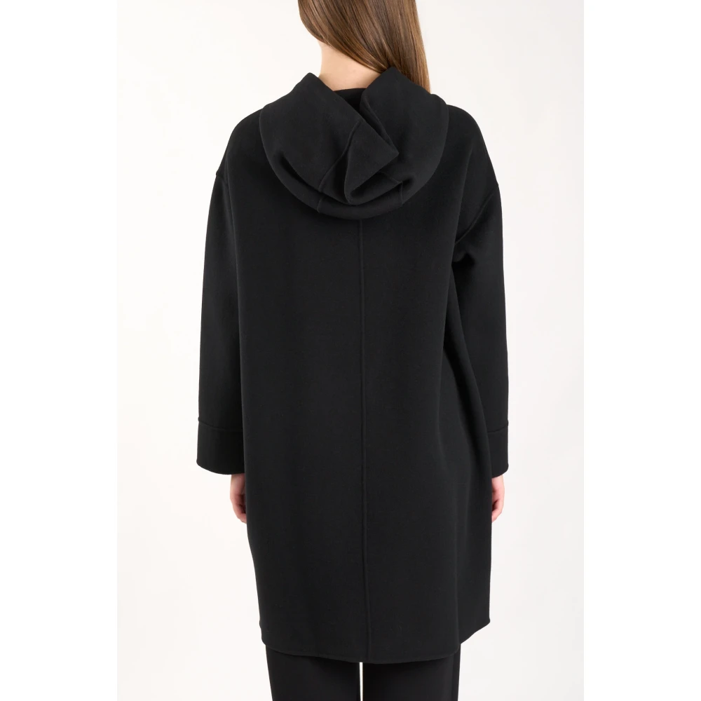 Max Mara Wollen jas met capuchon Velo-stijl Black Dames