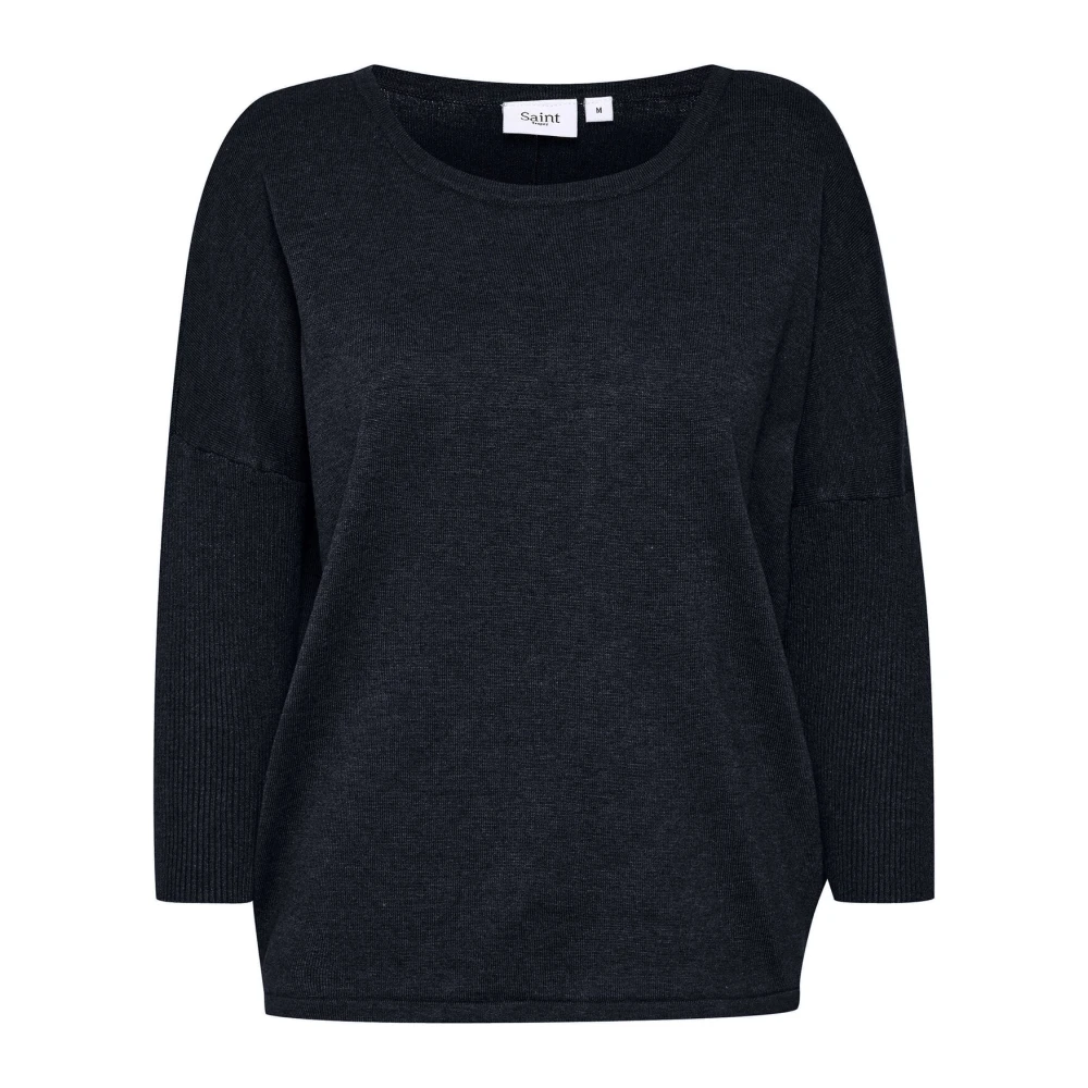 Saint Tropez Night Sky R-Neck Pullover Trui Black Dames