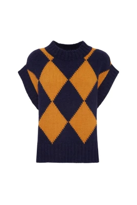 Argyle Gilet - Bouclé Stickad Tröja