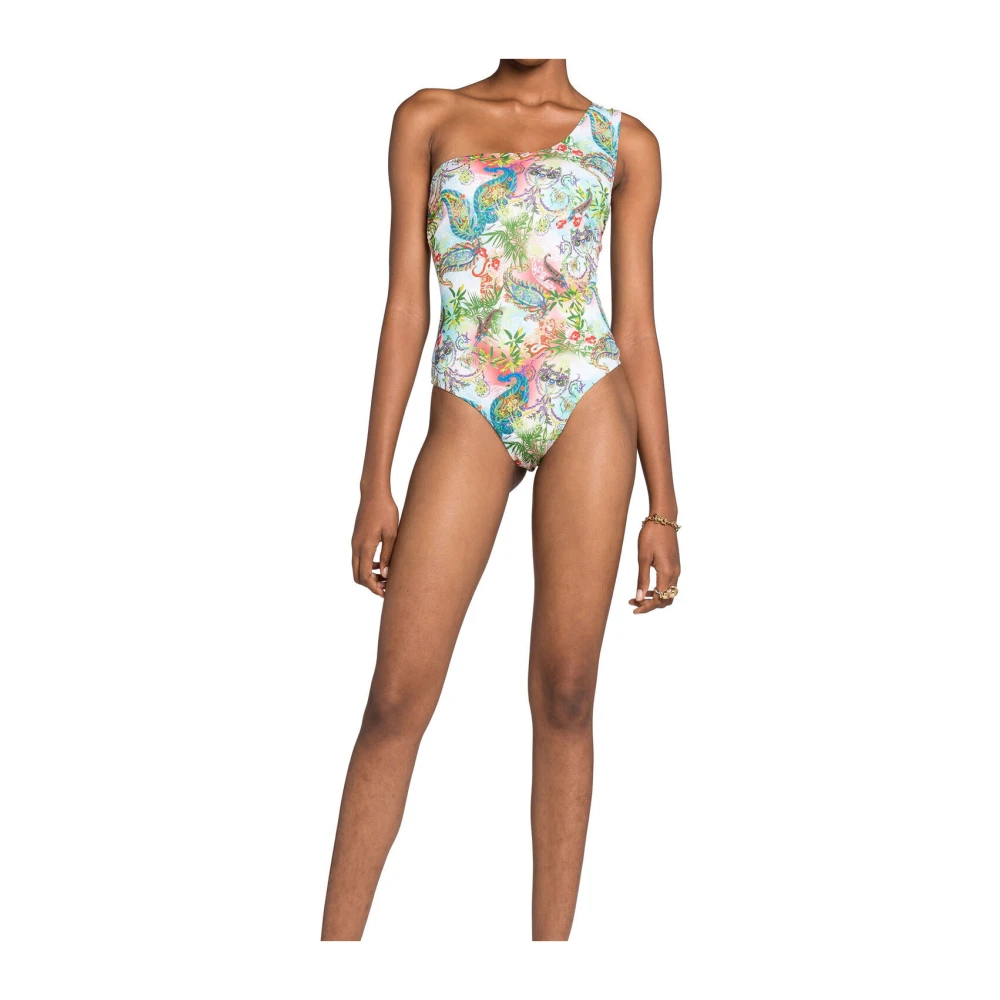 Roberto Cavalli Asymmetrische Botanische Badpak Multicolor Dames