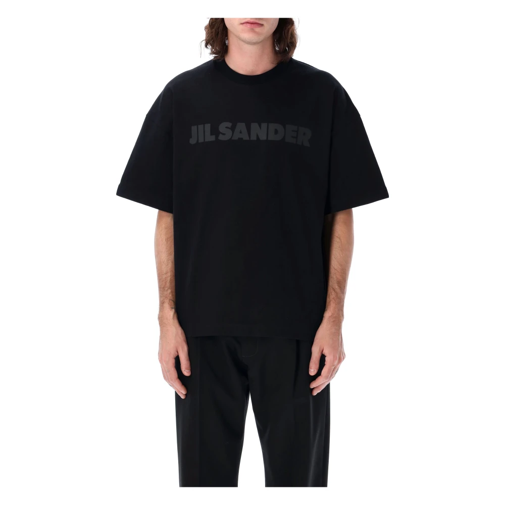 Jil Sander Zwart Logo T-Shirt Oversized Pasvorm Black Heren