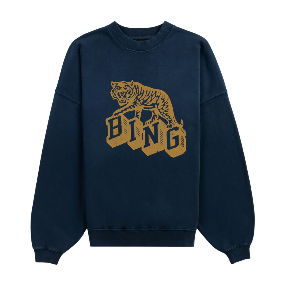 Anine Bing Blauwe Retro Tiger Sweater met Logo Print Blue Dames