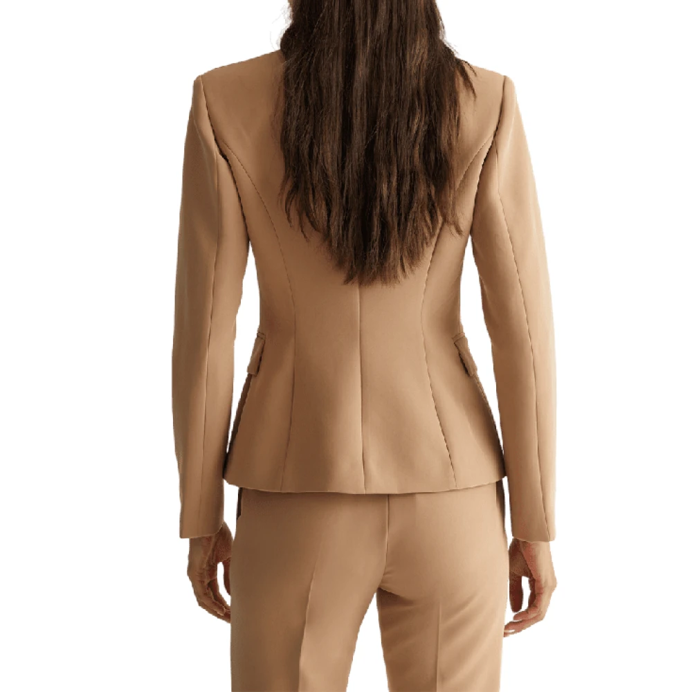 Liu Jo Kameel Stretch Technische Blazer Brown Dames
