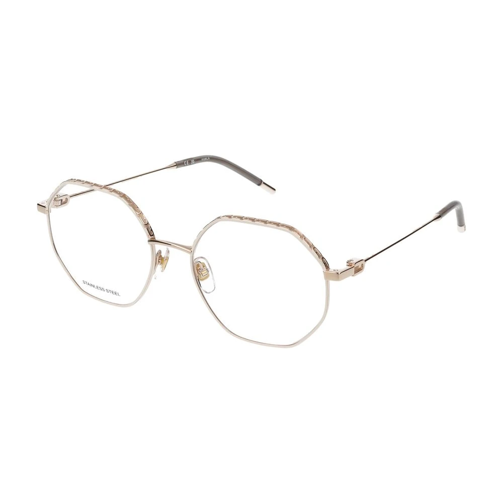 Furla Women's Yellow Glasses, 54 Mm, Rose Gold Eyeglasses With White Accents