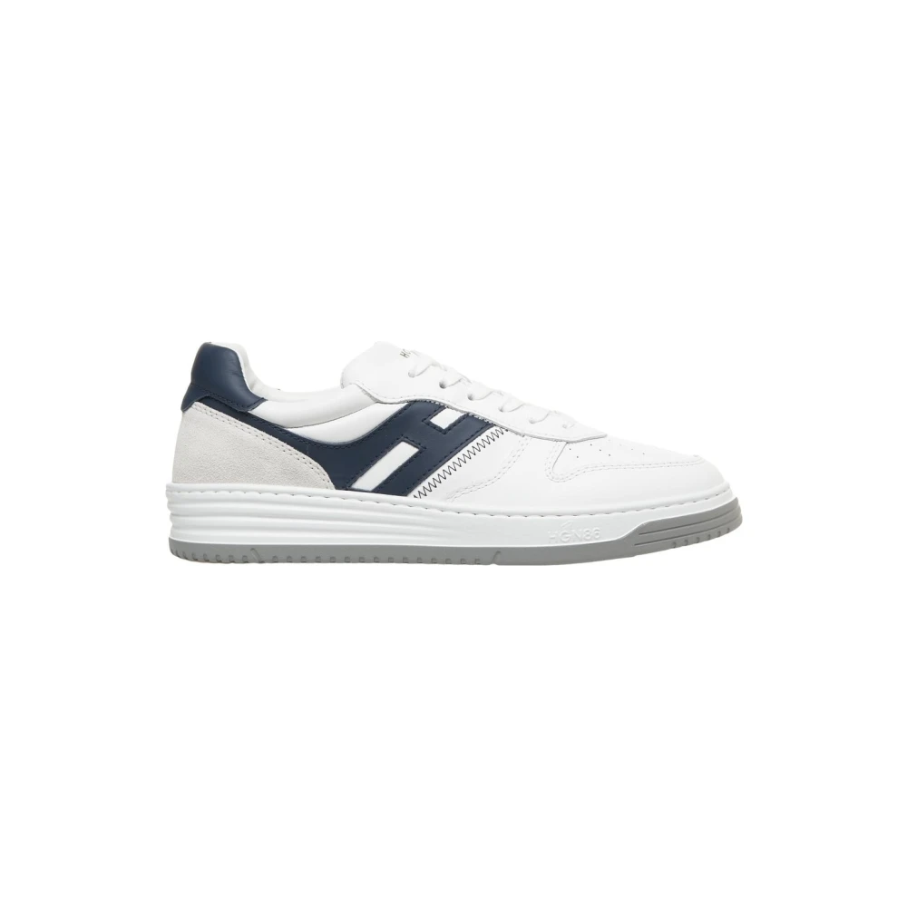 Hogan Blauwe Sneakers met Leer en Suède Heren Schoenen Wit