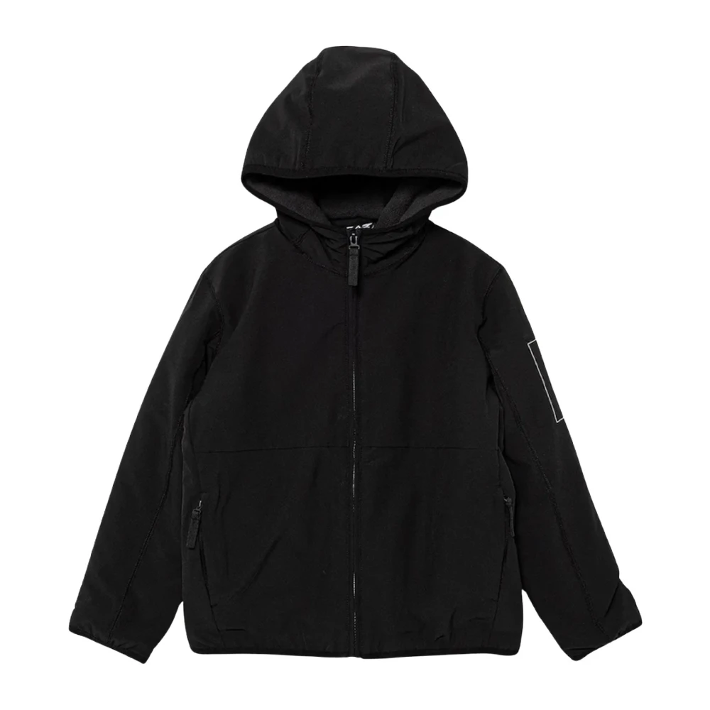 Emporio Armani Ea7 Unisex Black Zip-Up Hooded Sweatshirt