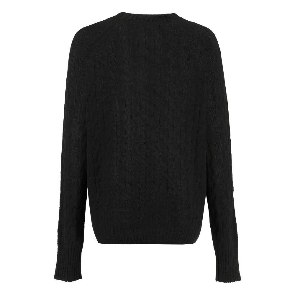 ETRO Cashmere Kabelgebreide Trui met Ronde Hals Black Dames