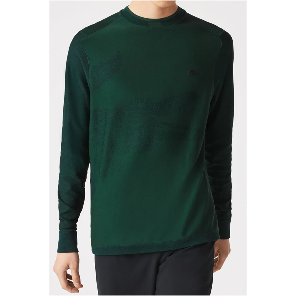 Lacoste Gestructureerde ronde hals sweatshirt Green Heren