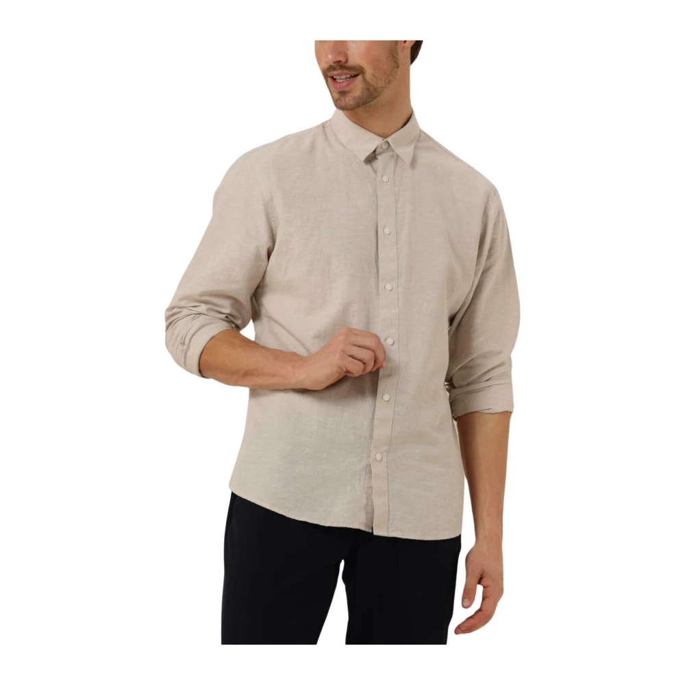 Selected Homme Beige Linnen Casual Shirt Beige Heren