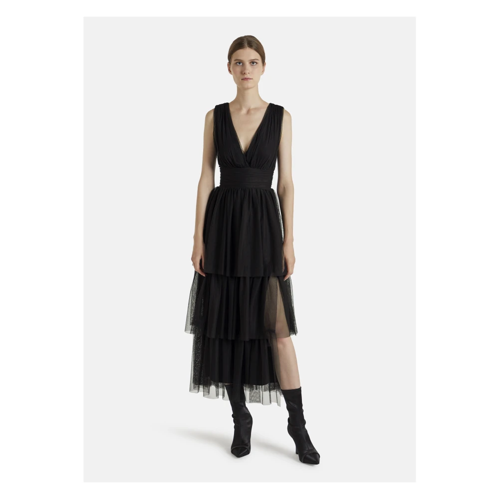 Nicowa Gerimpelde Jurk Balino Black Dames