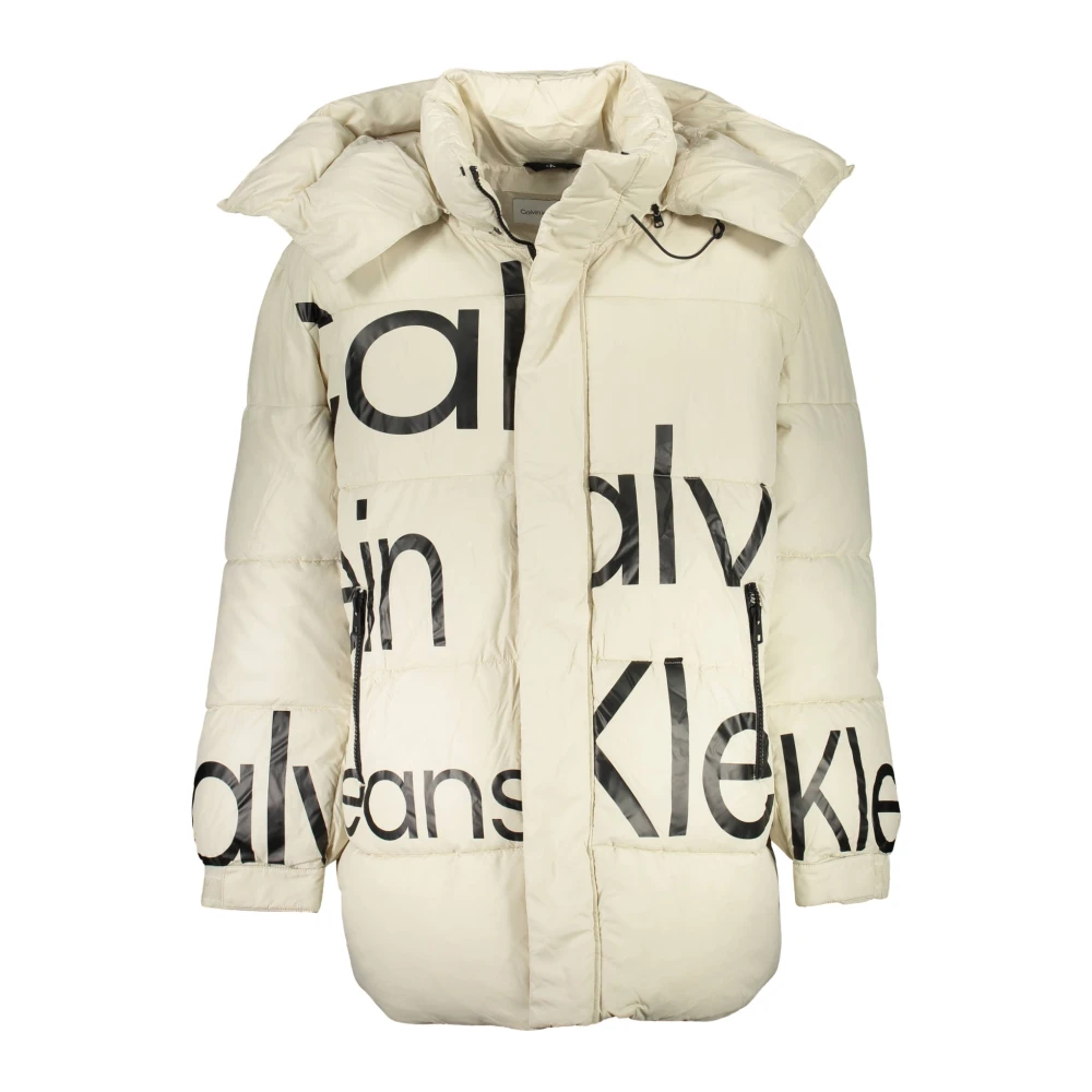 Calvin Klein Men's Beige Bold Disrupted Logo Jacket