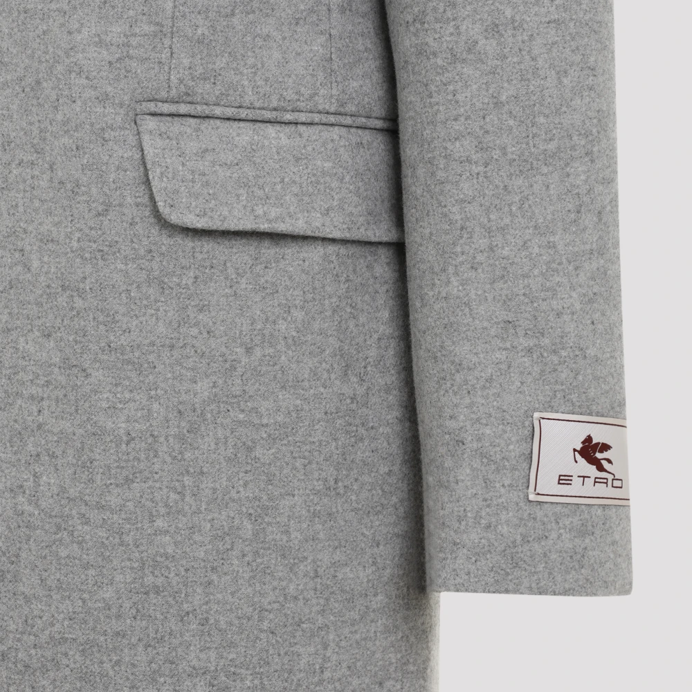 ETRO Luxe Enkelrijige Grijze Jas Gray Heren