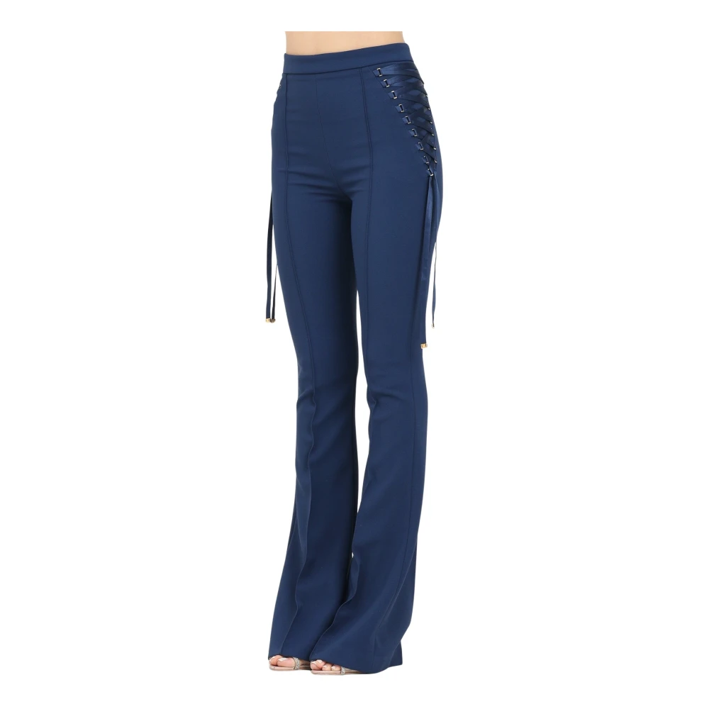 Elisabetta Franchi Blauwe Elegante Broek met Zijveters Blue Dames