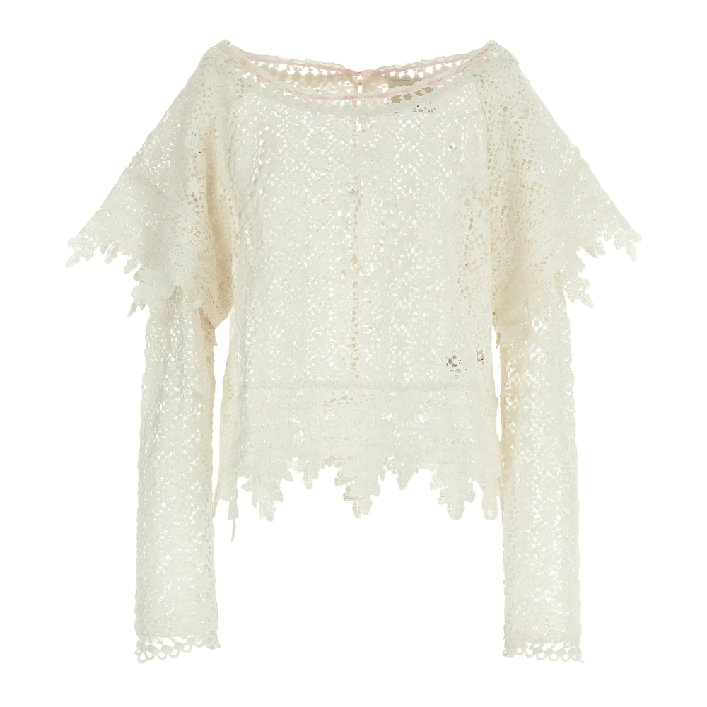 Isabel Marant Women's White Hyliana Cotton Crochet Sweater