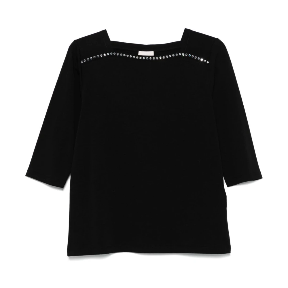 Liu Jo Zwart Square Neck T-shirts en Polos Black Dames