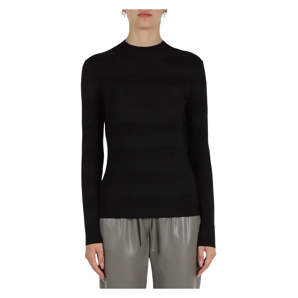 Emporio Armani Viscose en lurex gebreide top Black Dames