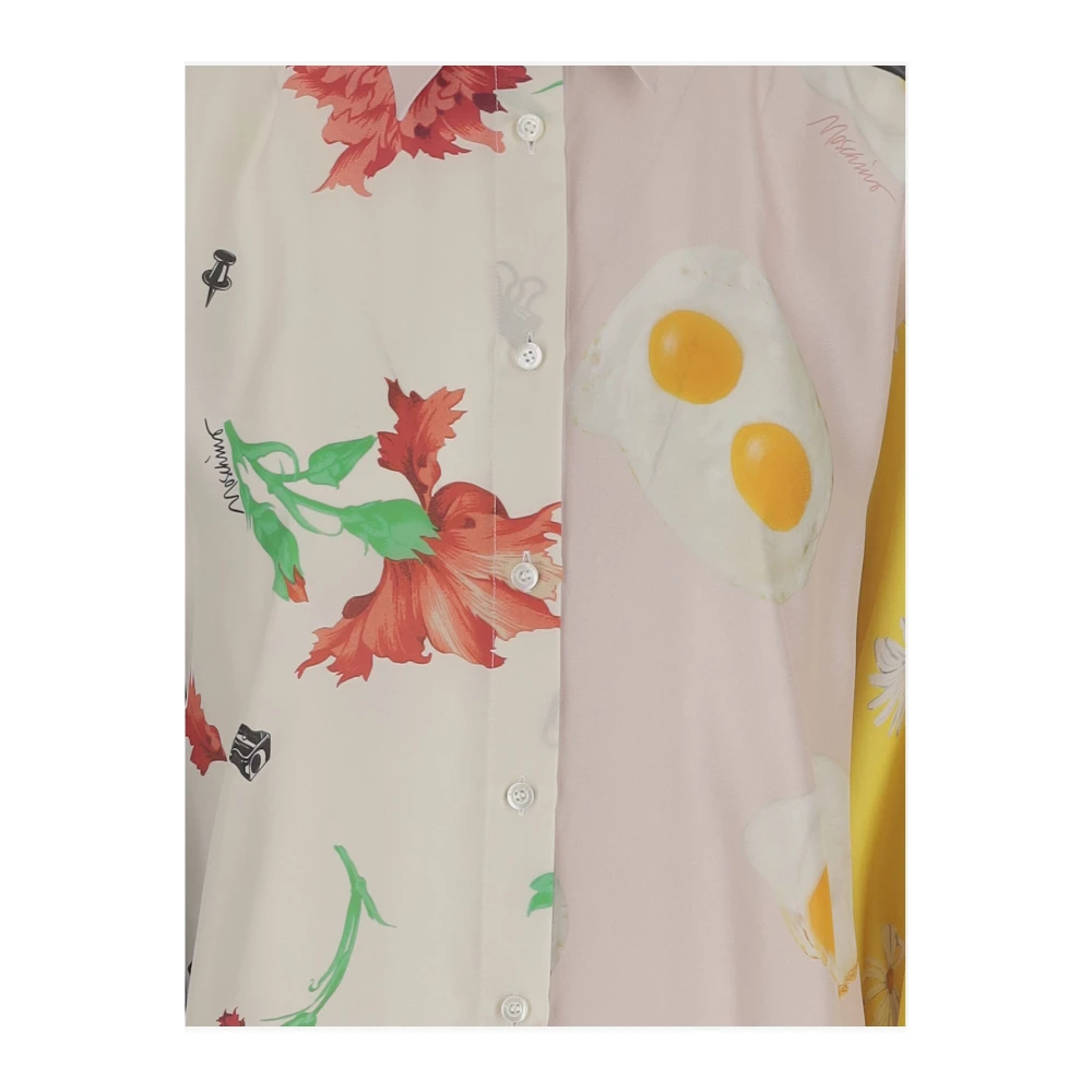 Moschino Zijden Patchwork Shirt met Contrasterende Prints Multicolor Dames