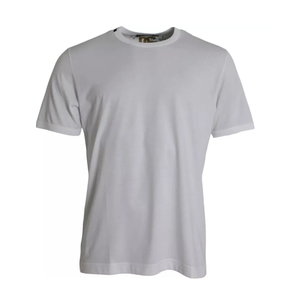 Dolce & Gabbana Wit Katoenen T-shirt met Ronde Hals en Korte Mouwen White Heren