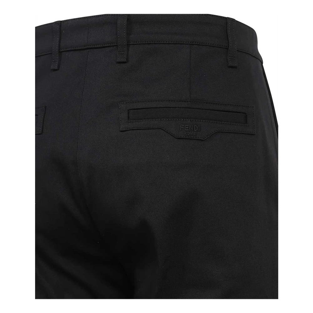 Fendi Zwarte katoenen broek met borduurdetail Black Heren