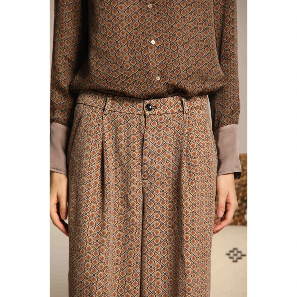 Mason's Wide Pleats Dames Chino Broek Brown Dames