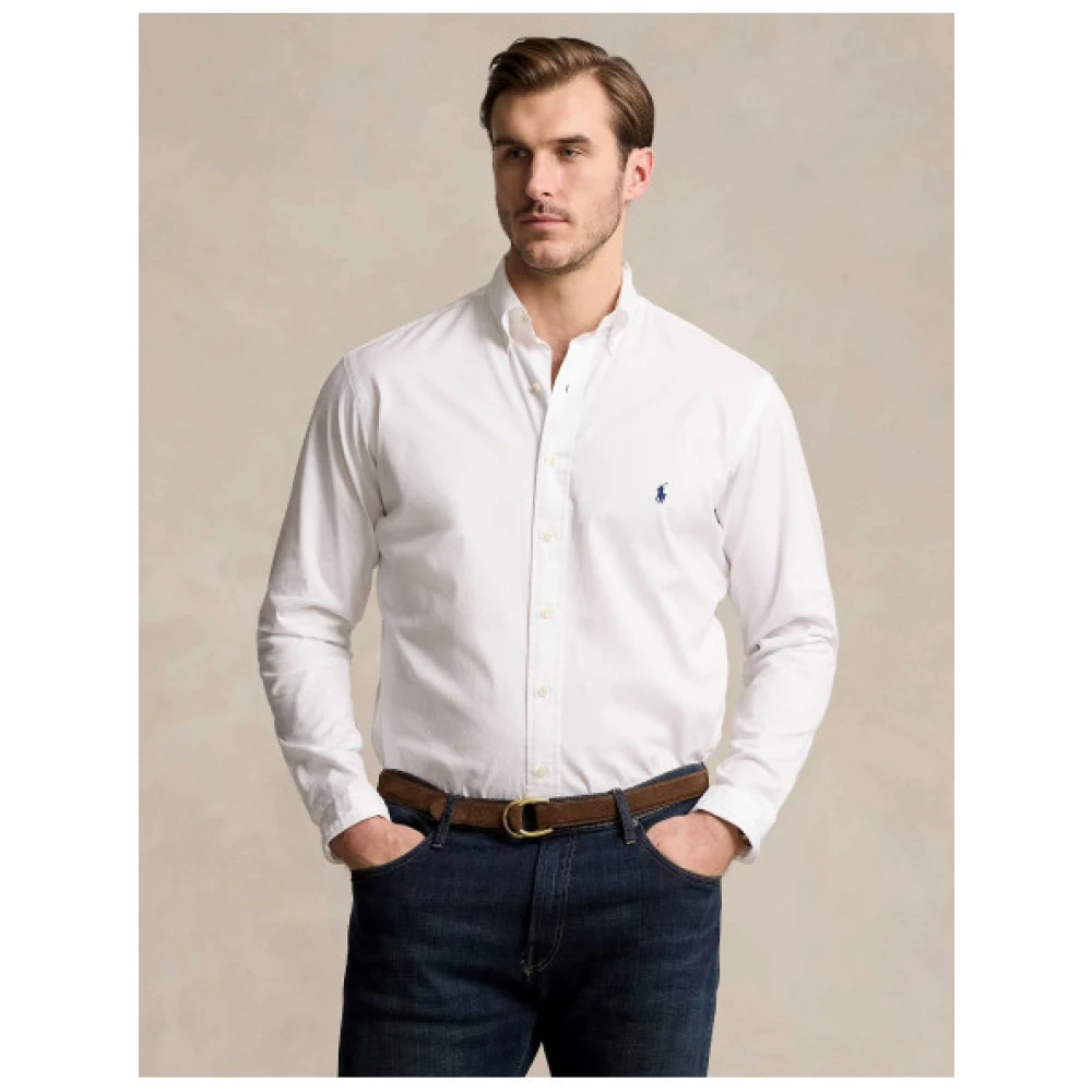 Polo Ralph Lauren Lichtgewicht Twill Katoenen Overhemd White Heren