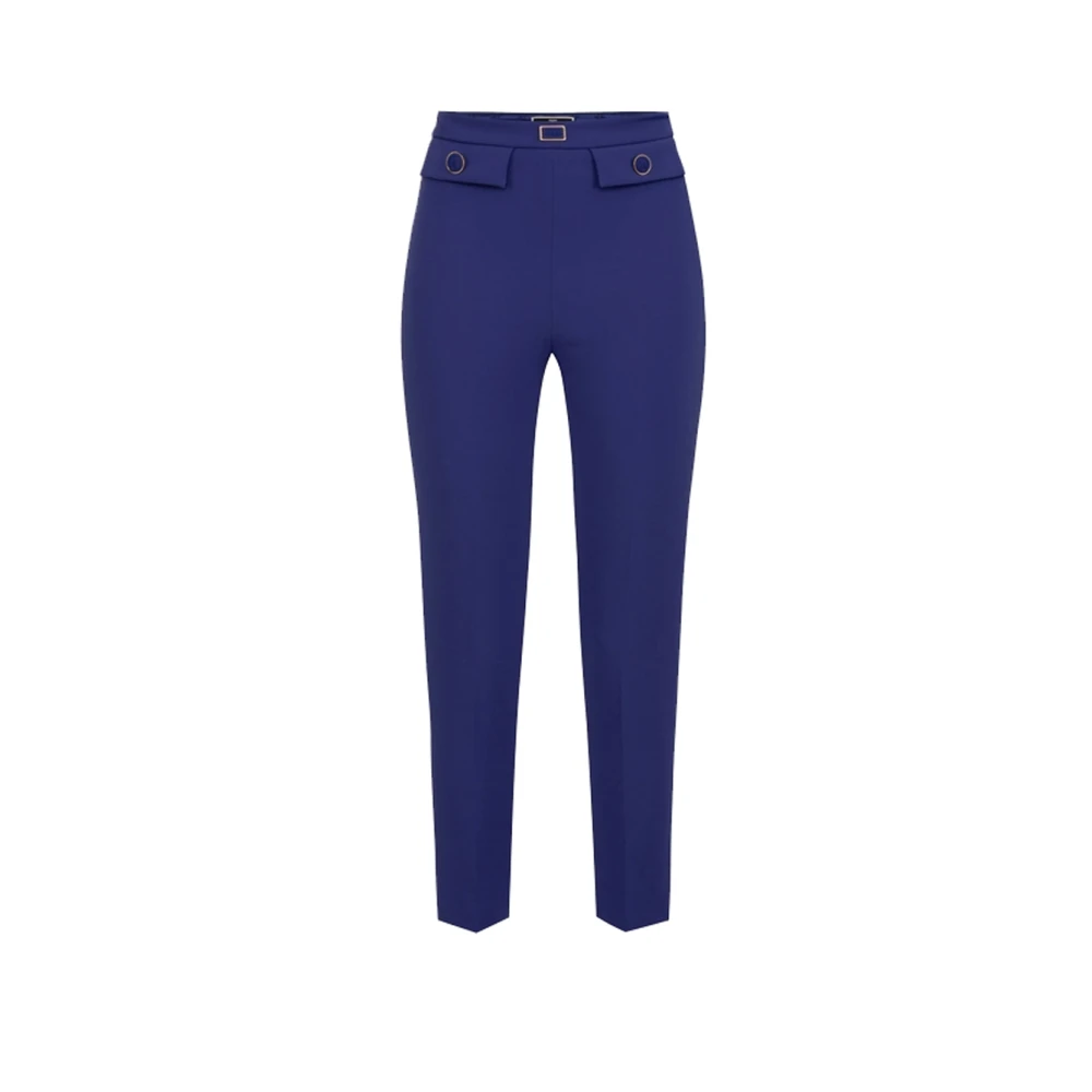Elisabetta Franchi Rechte Polyester Broek Blue Dames