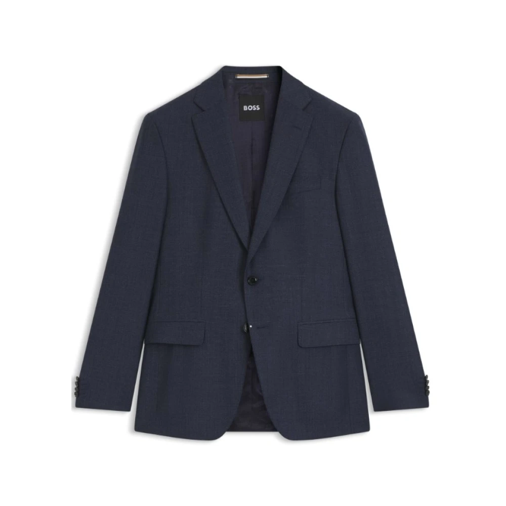 Hugo Mannelijk Blauw Jassen Heren, L, Micro-Patroon Slim Fit Jas
