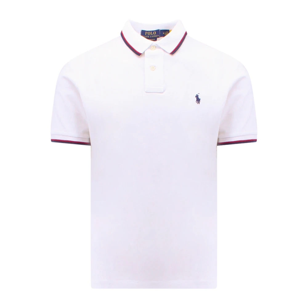 Ralph Lauren Gestreepte Kraag Polo Shirt Wit White Heren