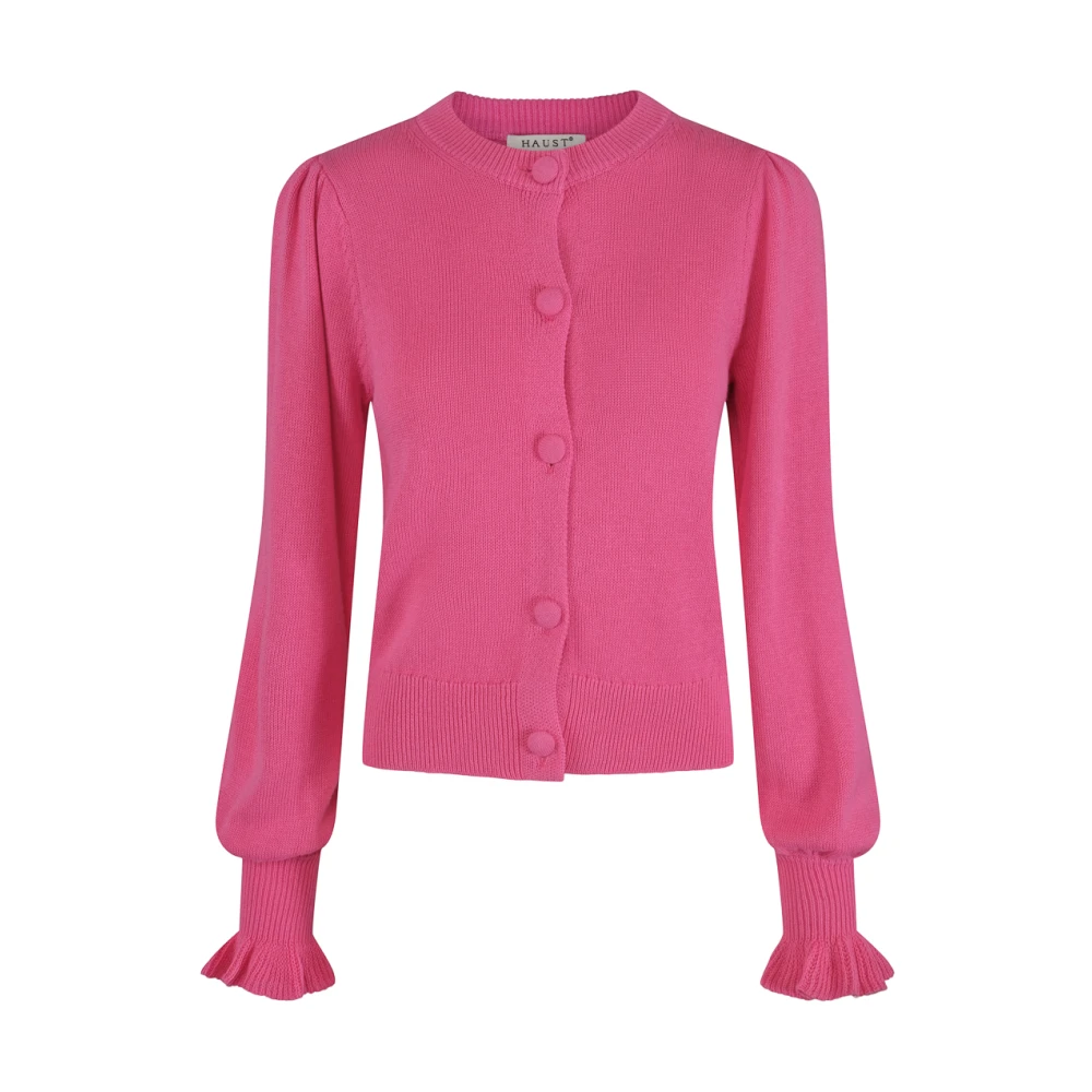 Varm Rosa Feminin Strikket Cardigan