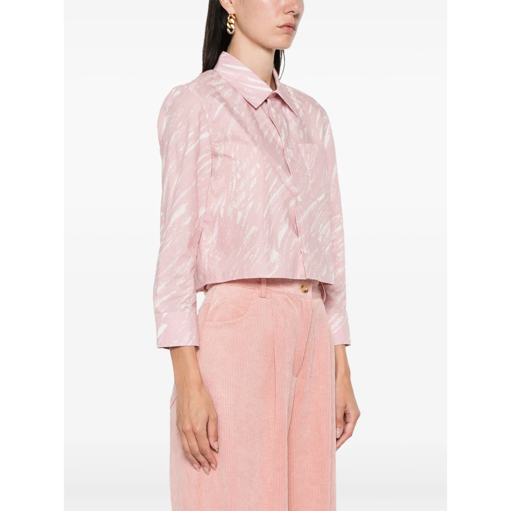 Marni Abstract Print Katoenen Overhemd Pink Dames
