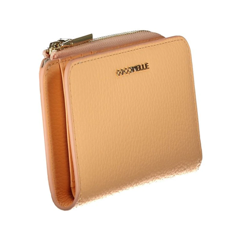 Coccinelle Oranje Leren Portemonnee met Rits en Logo Orange Dames