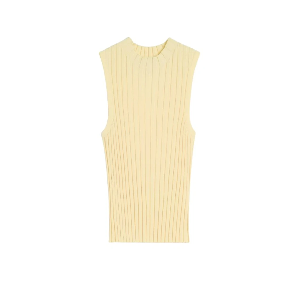 Weekend Max Mara Women's Yellow Wkdbautta Ribbed Sleeveless Top - Sleeveless Tops - Xs - Tops